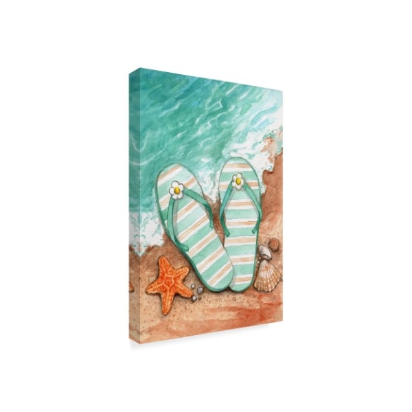 Melinda Hipsher 'Flip Flops On The Beach Plain' Canvas Art,16x24